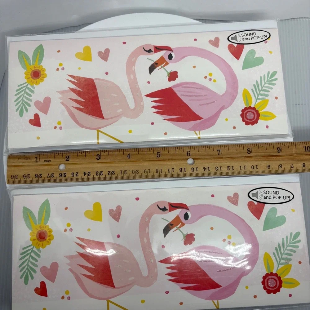 2 Valentines Day Cards‎ Up With Paper Panoramics Pop Up Card Flamingos